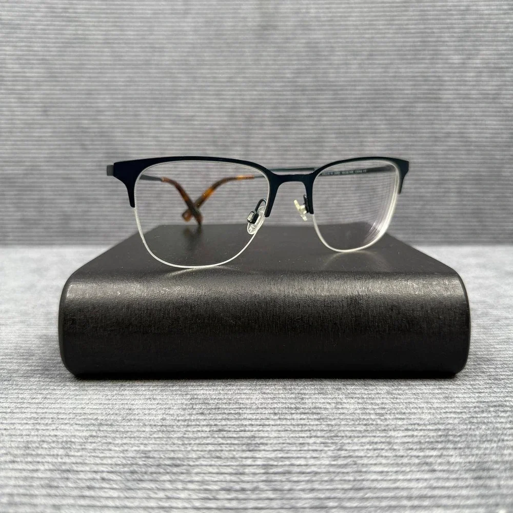 Warby Parker Wallis W 2550 Navy Blue Tortoise Eyeglasses 53-20-145 Semi-Rimless